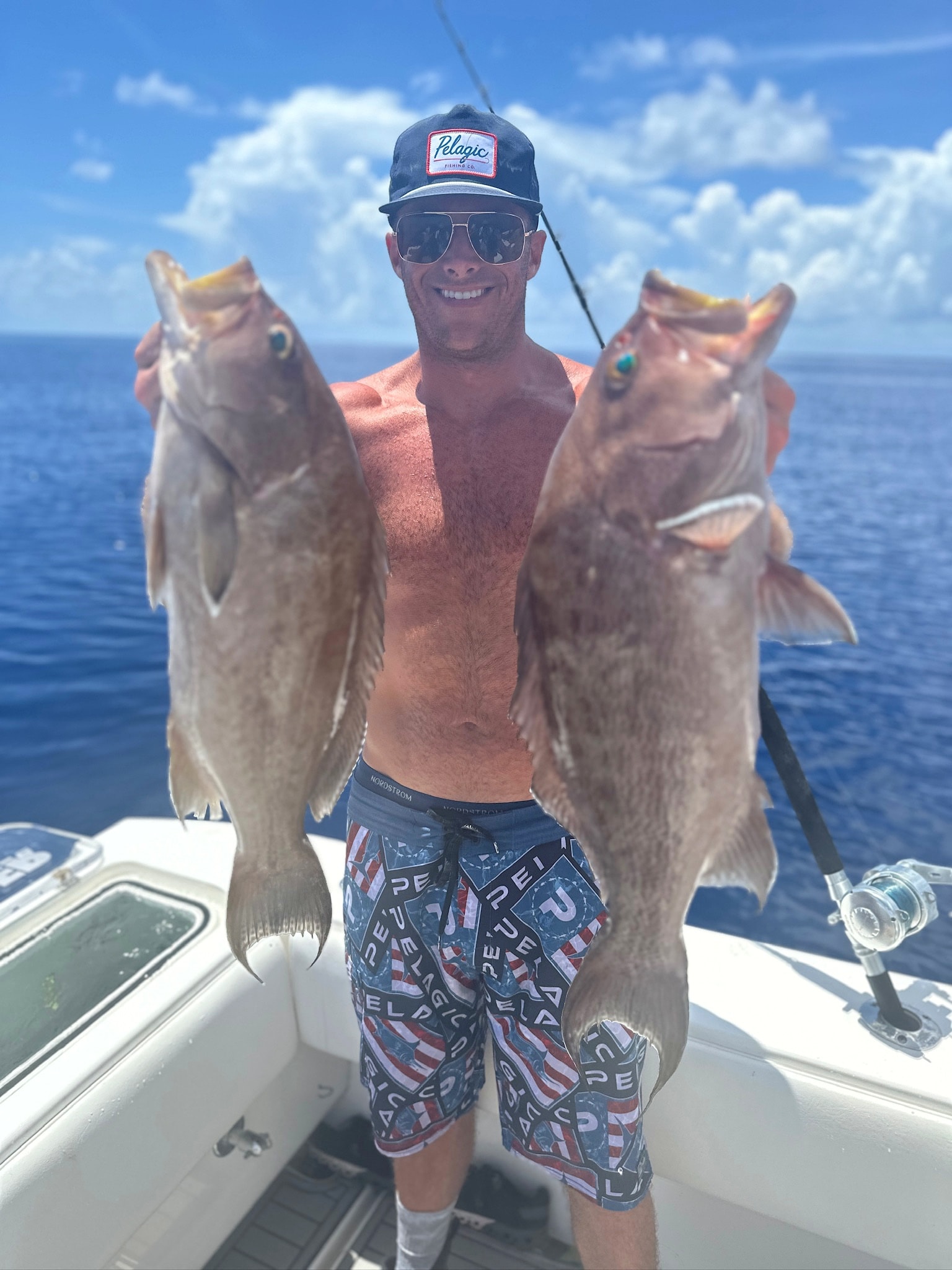 Two heavy gag grouper off the same drop